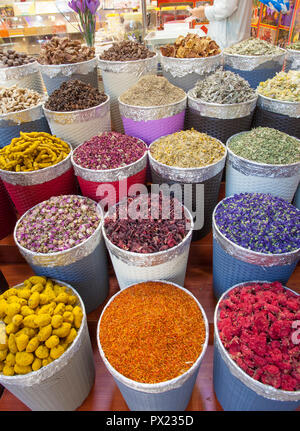 traditional spice market in United Arab Emirates, Dubai souk or market Stock Photo