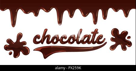 Inscription chocolate written with melted liquid chocolate Stock Vector