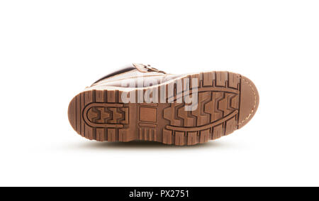 Brown boots sole. Isolated on a white Stock Photo