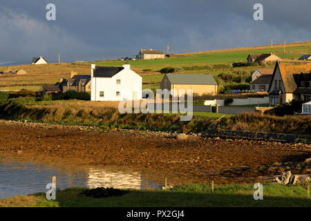 Landscape near harbour of Scapa Flow, Orkney, Scotland, Highlands, United Kingdom Stock Photo