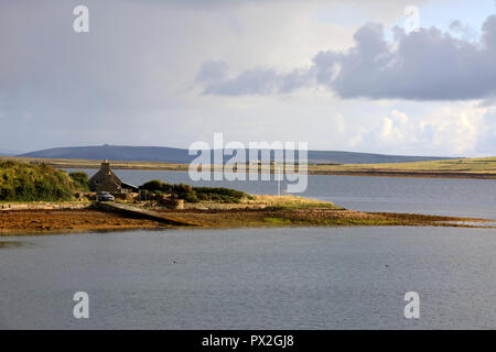 Landscape near harbour of Scapa Flow, Orkney, Scotland, Highlands, United Kingdom Stock Photo