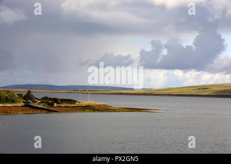 Landscape near harbour of Scapa Flow, Orkney, Scotland, Highlands, United Kingdom Stock Photo