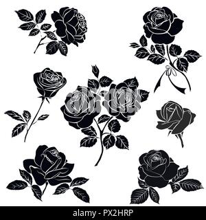 Black silhouette of rose Stock Vector