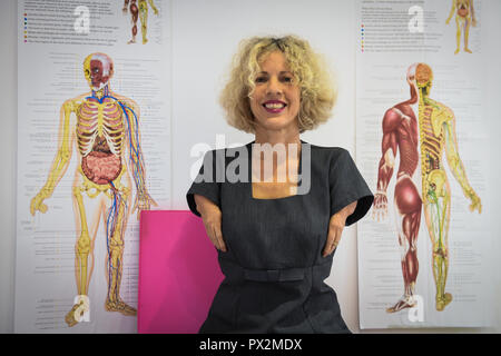 Pictured is Sue Kent who is a thalidomide, and who is a specialist sports masseur using her feet and is based in Mumbles, Swansea. Stock Photo