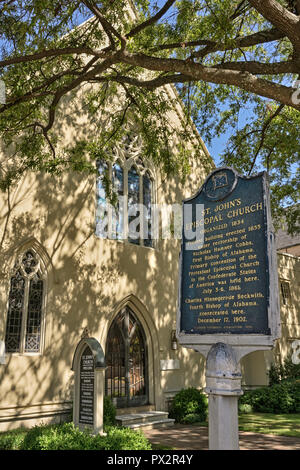 Historical St John's Episcopal Church front exterior entrance in Montgomery Alabama, USA. Stock Photo
