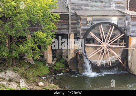 Old Grist Mill with Water Wheel Stock Photo