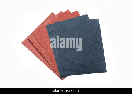 Sheets of sand paper isolated on white background Stock Photo