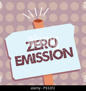 Conceptual hand writing showing Zero Emission. Business photo text No harmful gas release to atmosphere Conserve the environment. Stock Photo
