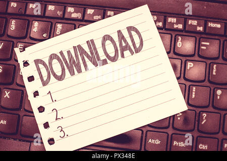 Handwriting text writing Download. Concept meaning copy data from one computer system another typically over Internet. Stock Photo