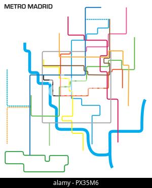 Vector illustration of the Madrid metro map. Stock Vector