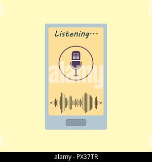 Voice recognition concept in line art style. Artificial intelligence Stock Vector