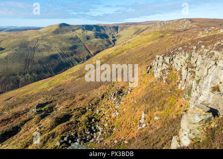 Grindslow Knoll and Grindsbrook Clough from Ringing Roger on Kinder Scout in The Peak District National Park, Derbyshire,UK Stock Photo