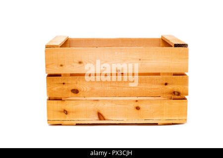 wooden large box on white isolated background Stock Photo