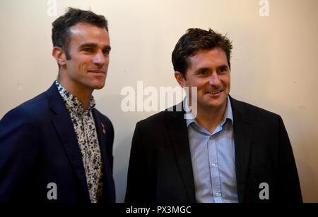 Dorchester, UK. 19th Oct 2018. Johnny Mercer MP arrives at Dorchester Literary Festival Credit: Finnbarr Webster/Alamy Live News Stock Photo