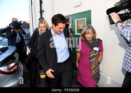 Dorchester, UK. 19th Oct 2018. Johnny Mercer MP arrives at Dorchester Literary Festival Credit: Finnbarr Webster/Alamy Live News Stock Photo