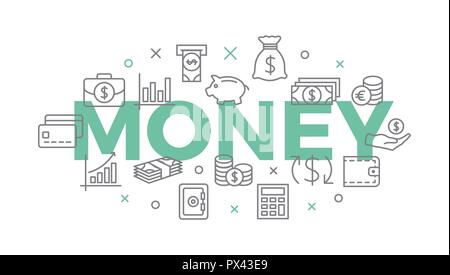 MONEY Concept with icons and signs Stock Vector