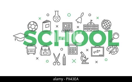 SCHOOL Concept with icons and signs Stock Vector