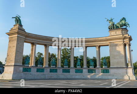 Budapest, Hungary - 8 august 2018: statue and architecture detail in Heroes Square Stock Photo
