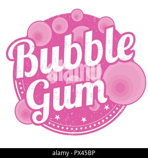 Bubble gum sign or stamp on white background, vector illustration Stock Vector