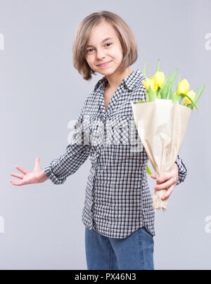 Girl with flowers Stock Photo