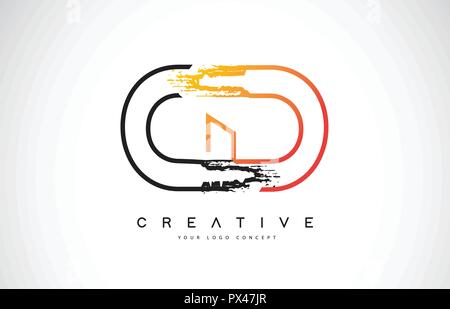 CD Creative Modern Logo Design Vetor with Orange and Black Colors. Monogram Stroke Letter Design. Stock Vector