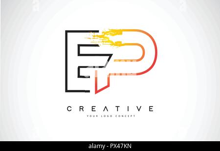 EP Letter Design with Brush Stroke and Modern 3D Look Vector ...