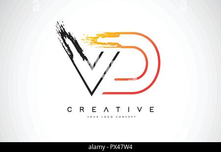 Handwritten vd v d letter logo with sparkling Vector Image