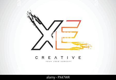 XE Letter Design with Brush Stroke and Modern 3D Look Vector ...
