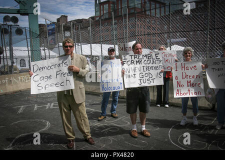 Pro-life and Christian Protest at the 2004 Democratic National Convention at the Boston Fleet Center Stock Photo