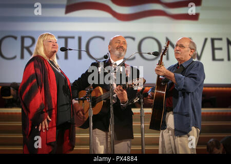 American Folk Group, Peter Paul and Mary, featuring Peter Yarrow, Noel Paul Stookey and Mary Travers perform during the 2004 Democratic National Conve