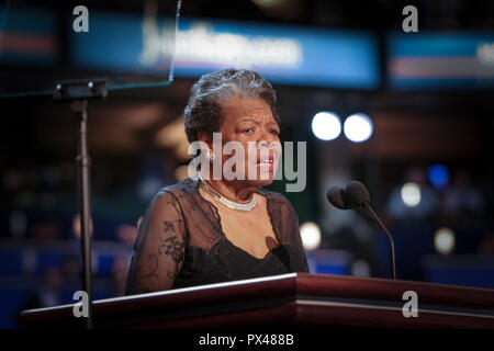 Maya Angelou, the American Poet, Singer, Memoirist and Civil Rights Activist gives address during the 2004 Democratic National Convention at the Bosto Stock Photo