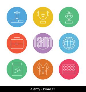 Award Position, Breifcase, Medicine,Trophy , diamond, bowling ball  , globe, world , lab coat , medical , logo, design, vector, sign, label, symbol, i Stock Vector