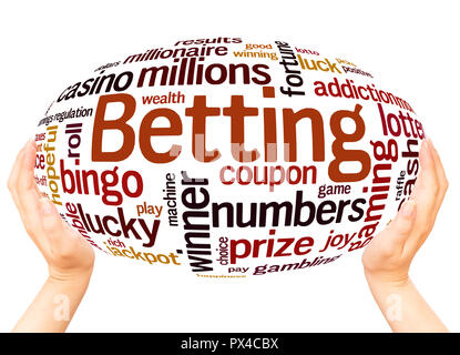 Betting word cloud hand sphere concept on white background. Stock Photo