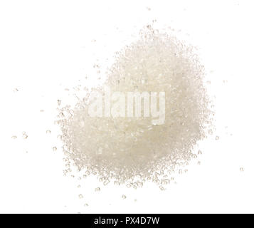 Heap of granulated sugar isolated on white background. Top view. Flat lay. Stock Photo