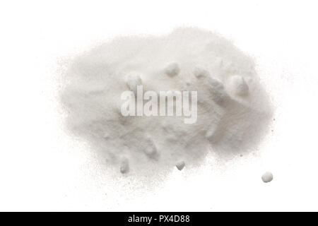 Baking soda, Sodium bicarbonate isolated on white background, NaHCO3. Top view. Flat lay. Stock Photo