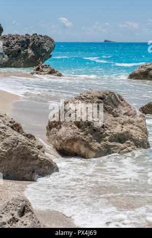 Megali Petra Beach, Lefkada, Ionian Islands, Greece Stock Photo