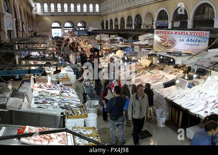 Fish market in the center of Athens Stock Photo