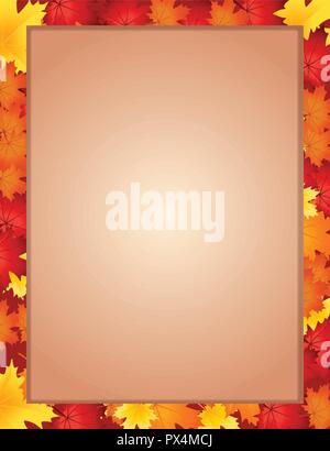 Fall season greeting card, poster, flyer, invitation for teachers day or back to school. Vector frame, border with fallen autumn leafage with copy spa Stock Vector