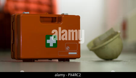 First aid after an accident at work Stock Photo