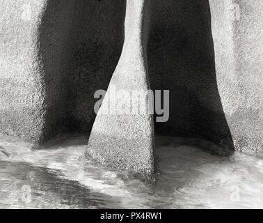 Granite stone in the Indian Ocean on the island of La Digue in Seychelles. Stock Photo