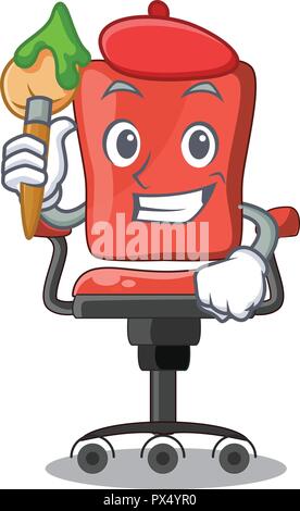 Artist character office desk chair in indoor Stock Vector