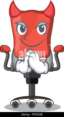 Devil cartoon desk chair in modern living room Stock Vector