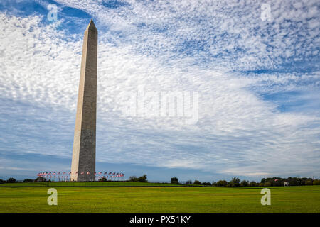 The Washington Monument as view from near Constitution Avenue in Washington, DC. Stock Photo
