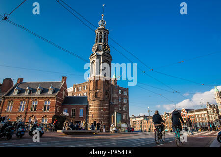 AMSTERDAM, NETHERLANDS - MARCH, 2018: The Mint Tower located at the Muntplein square in Amsterdam Stock Photo