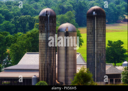 Huntington,West Virginia,USA - July 4, 2018:  Silos landscapes of rural West Virginia, USA. Stock Photo