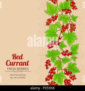 red currant pattern on color background Stock Vector