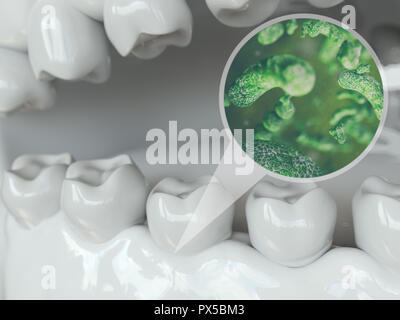 Bacteria and viruses around tooth 2 of 2 -- 3D Rendering Stock Photo