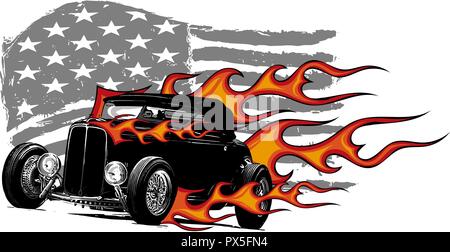 vector graphic design illustration of an American muscle car Stock Vector