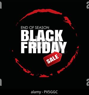 Black Friday Promotion With Red And White Warning Tape Vector