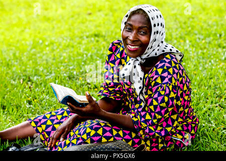 Pilgrim at Our Lady of Africa catholic sanctuary, Abidjan, Ivory Coast. Stock Photo